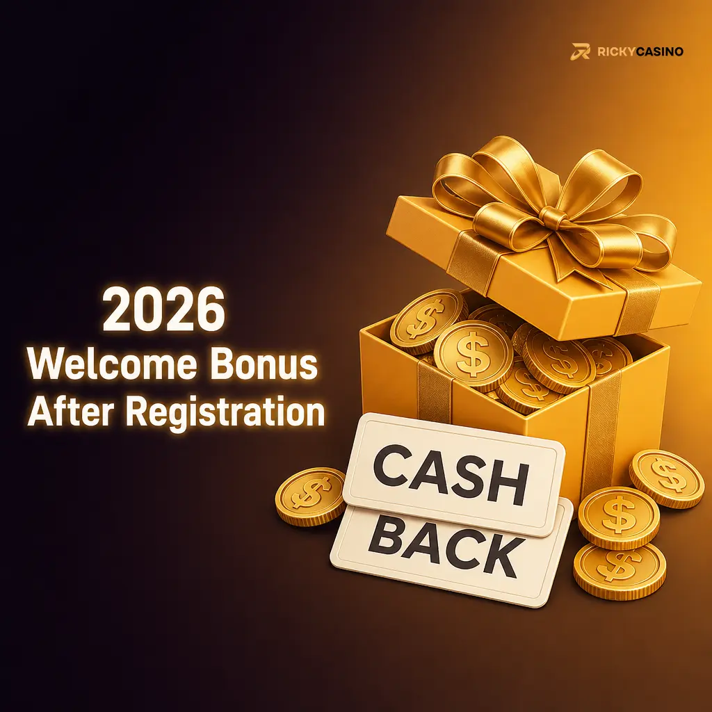 2026 welcome bonus details showing 550% up to 7,500 AUD plus 550 free spins after eligible registration
