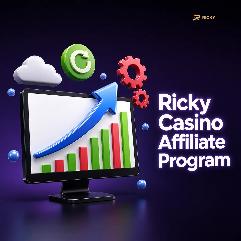 Ricky Casino affiliate program dashboard with tracked links, campaign assets and partner earnings reports